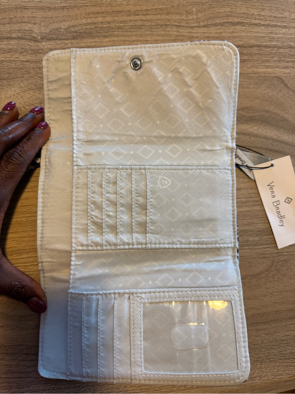 Vera Bradley Blue, Pink & Black Floral Quilted Wristlet - Picture 6 of 7